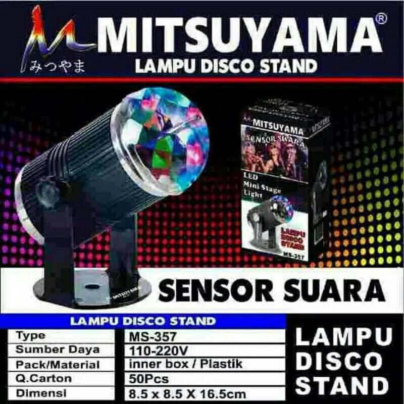 lampu disco sensor suara/stand disco mitsuyama MS 357