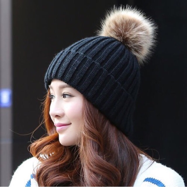  Topi  Rajut Korea  Beanie Hat Pom Pom Kupluk Pompom 