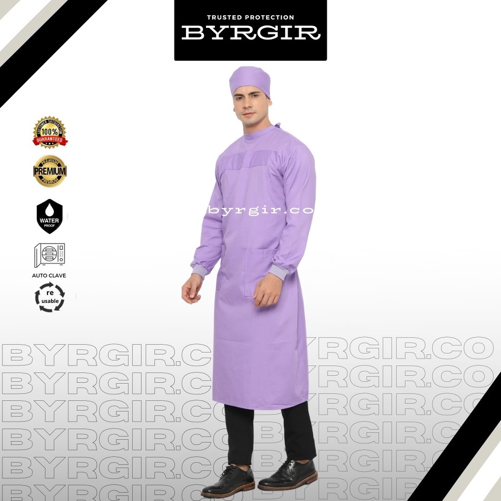 BYRGIR SURGICAL GOWN OXFORD KATUN WATERPROOF ANTI AIR GAUN BEDAH SAKU DOKTER JUBAH OPERASI SERAGAM