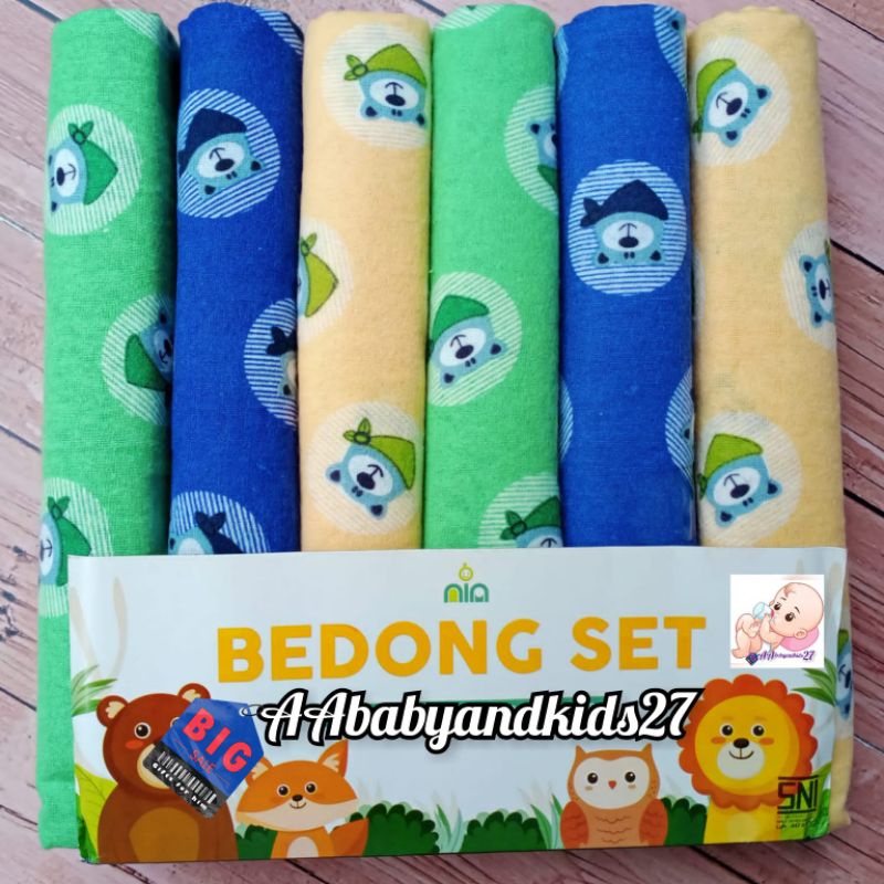 1Pak Isi 6PC Bedong Bayi Bahan Flanel Vinata Kualitas Premium Ukuran 110x90 Cm Lembut dan SNI