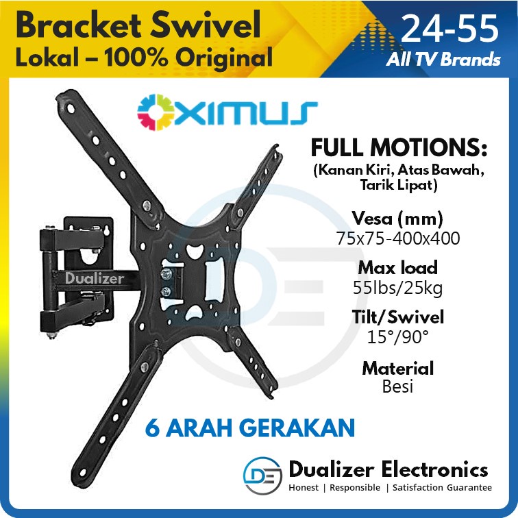 Bracket TV 22 24 28 32 40 43 49 50 Inch Swivel/Swipel/Lengan TV