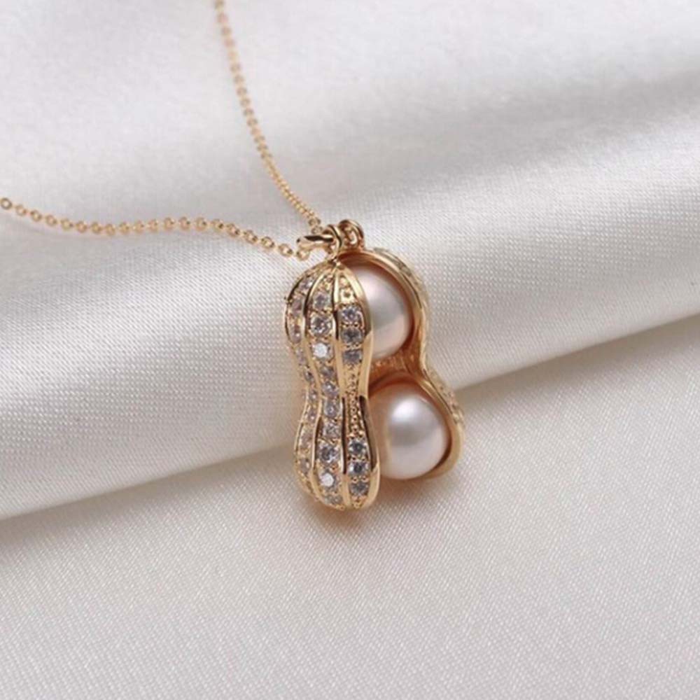 Kalung Rantai dengan Liontin Mutiara Bahan Alloy untuk Hadiah