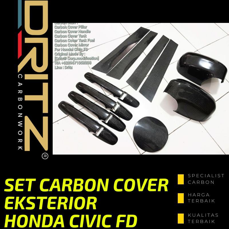 SET Carbon Cover Interior Mobil HONDA CIVIC FD Aksesoris Karbon