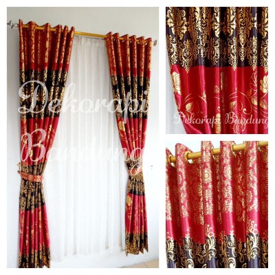 Gorden Jendela Pintu Embosh Model Smokring#coklat#merah#hijau#silver#ukuran Lebar 120 Cm Tinggi 230c