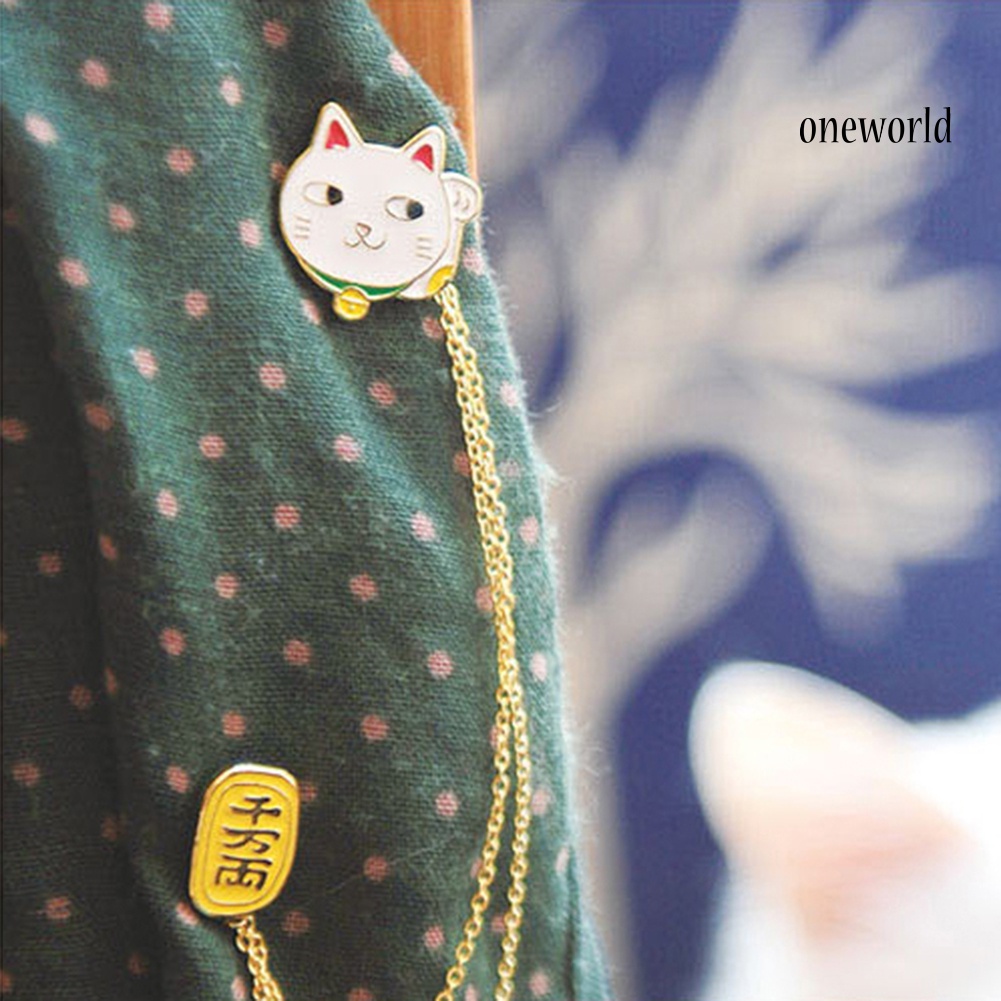 OW@ Cute Cartoon Egg Cat Planet Rabbit Chain Brooch Pin Denim Jacket Collar Badge