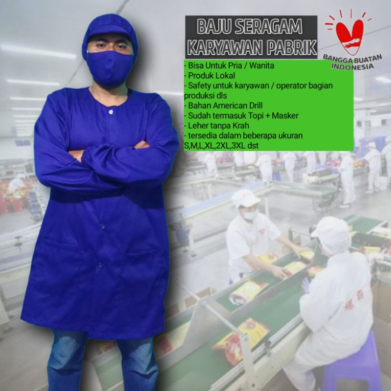 Seragam Kerja / Seragam Karyawan Produksi Pabrik / Baju kerja Operator Pabrik / Baju Pabrik Clean Ro