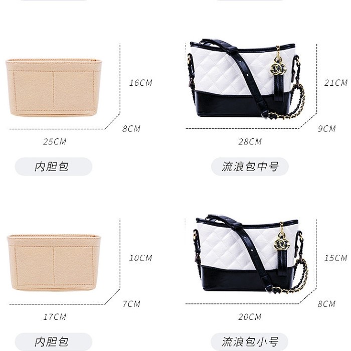 Gabrielle Felt Bag organizer - side zip / insert bag / organiser tas