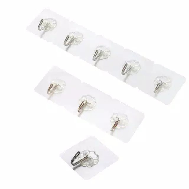 Gantungan Tempelan Dinding Besi Transparan Hook | cantolan kuat 3-5kg