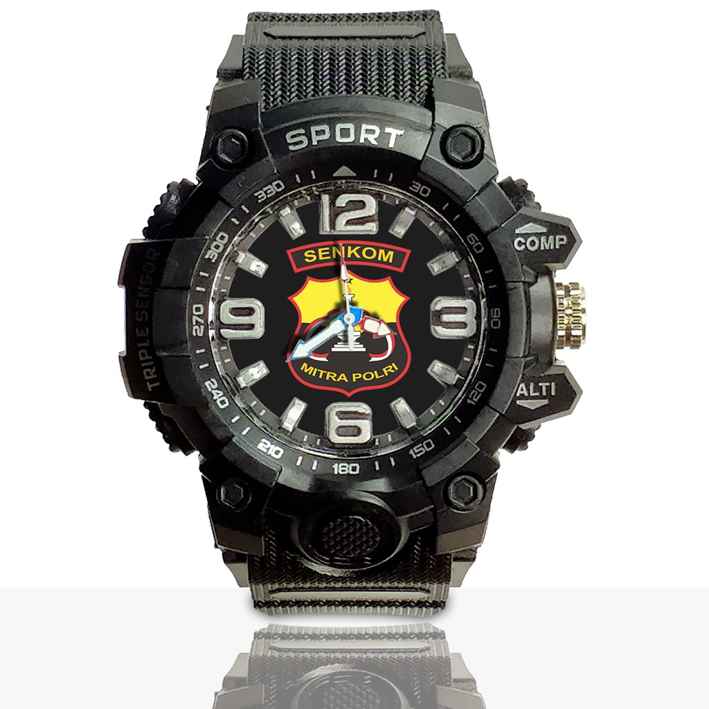 Jam Tangan Custom SENKOM MITRA POLRI Ruber- Water Resistant