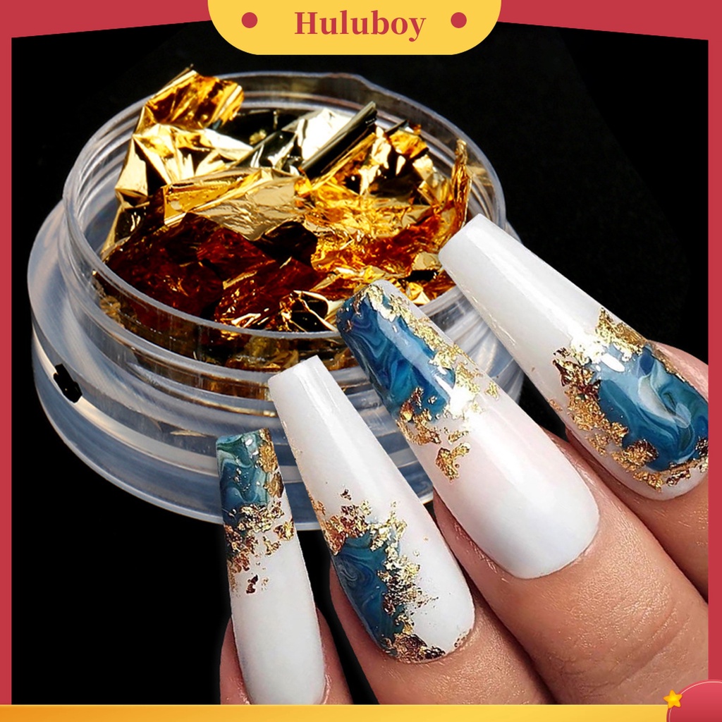 Huluboy Huluboy♡ Stiker Nail Art Ultra Tipis Warna Emas / Silver Untuk Dekorasi Manicure DIY