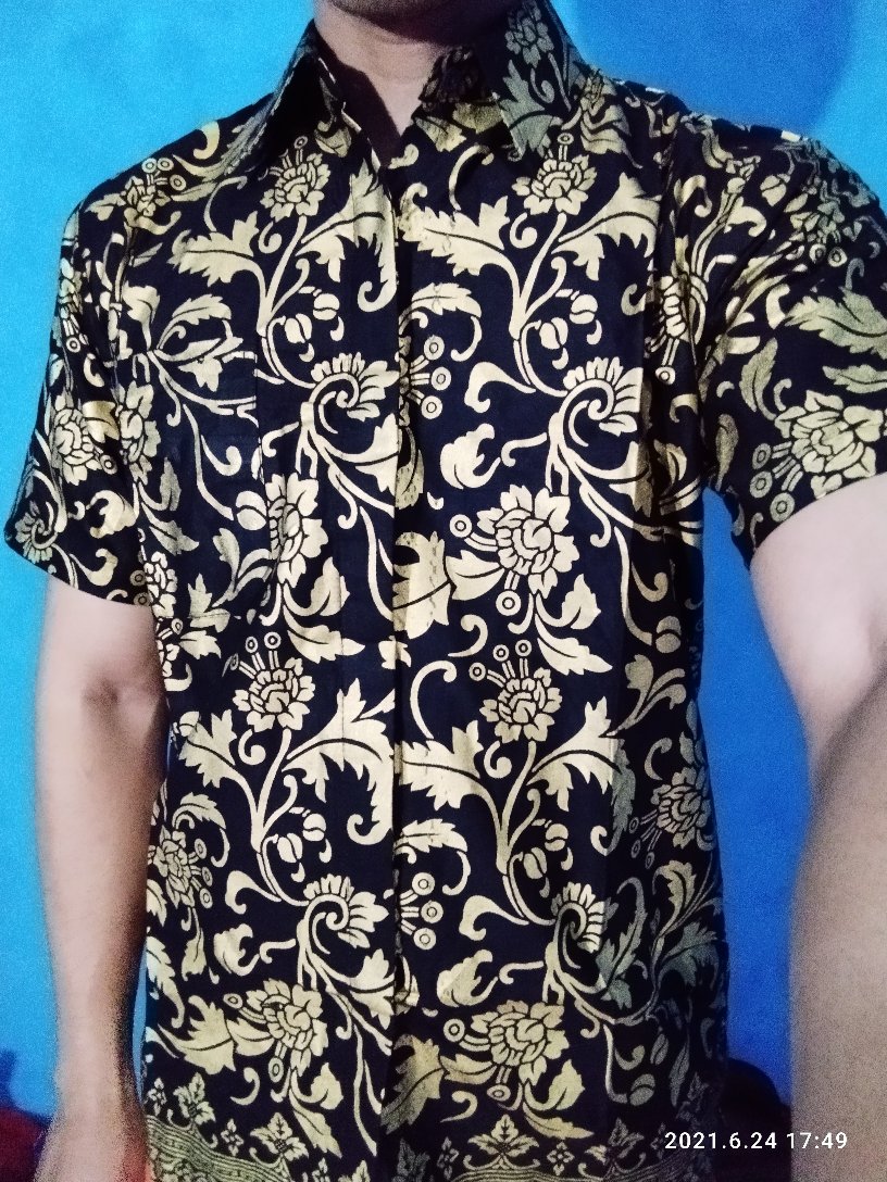 Batik Couple Blouse Hem Bakung Gold Sarimbit Terlaris Alkhalis