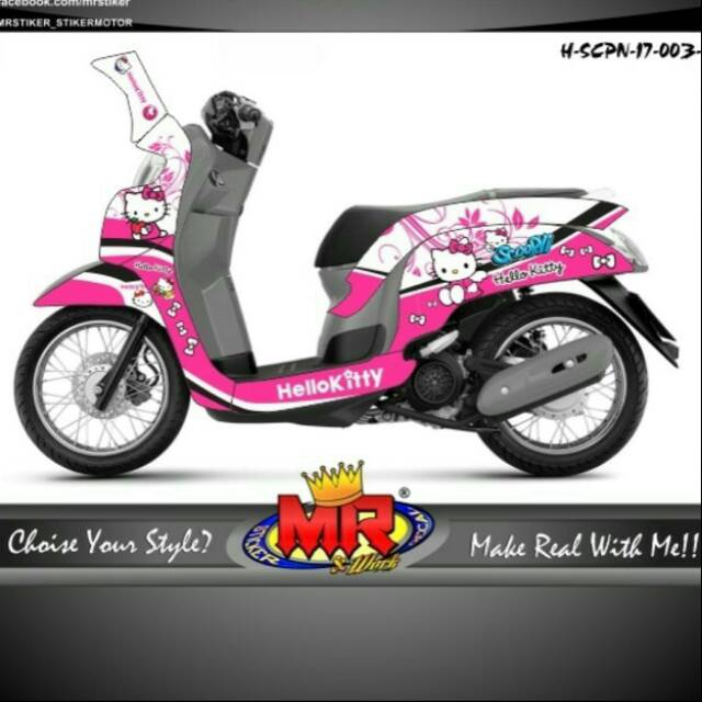 Decal Dekal All New Scoopy Hello Kitty Pink Putih Stiker Sticker