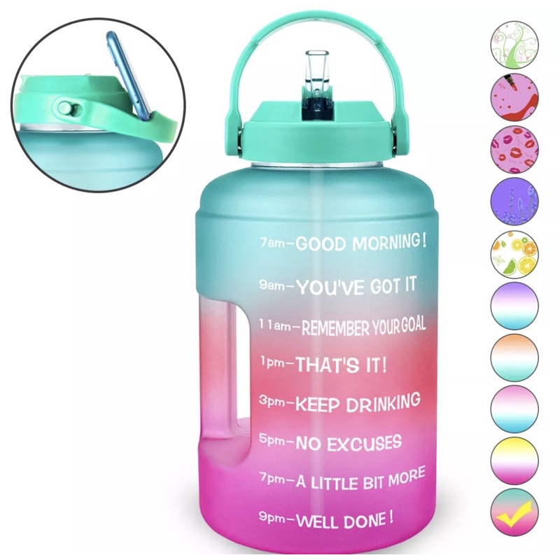 PRE ORDER Botol Minum Motivasi QuiFit 3,78L ADA SEDOTAN Tutup Lebar