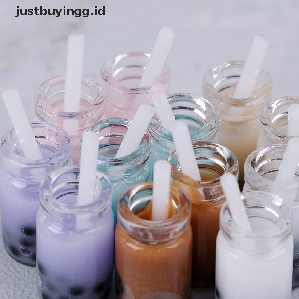 Justbuyingg.Id 2pcs Miniatur Minuman Pearl Milk Tea Aksesoris Rumah Boneka 1 / 12