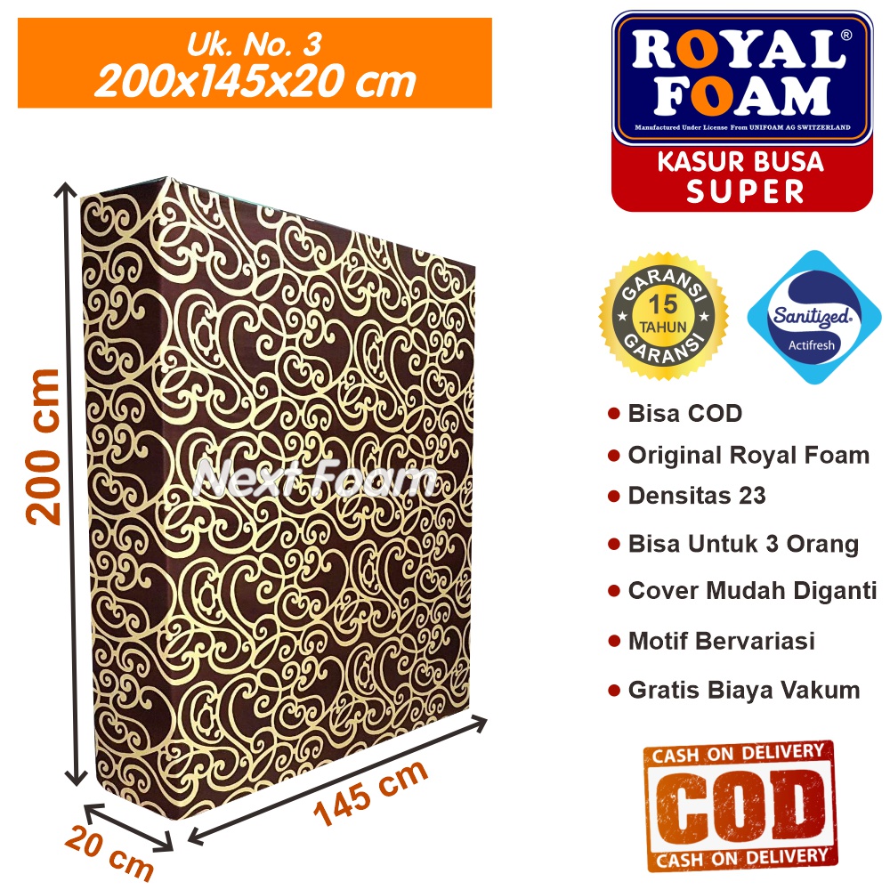 Kasur Busa Royal Foam Ukuran No 3 200x145x20 cm Tebal 20 cm D23 ORIGINAL Garansi 15 Tahun