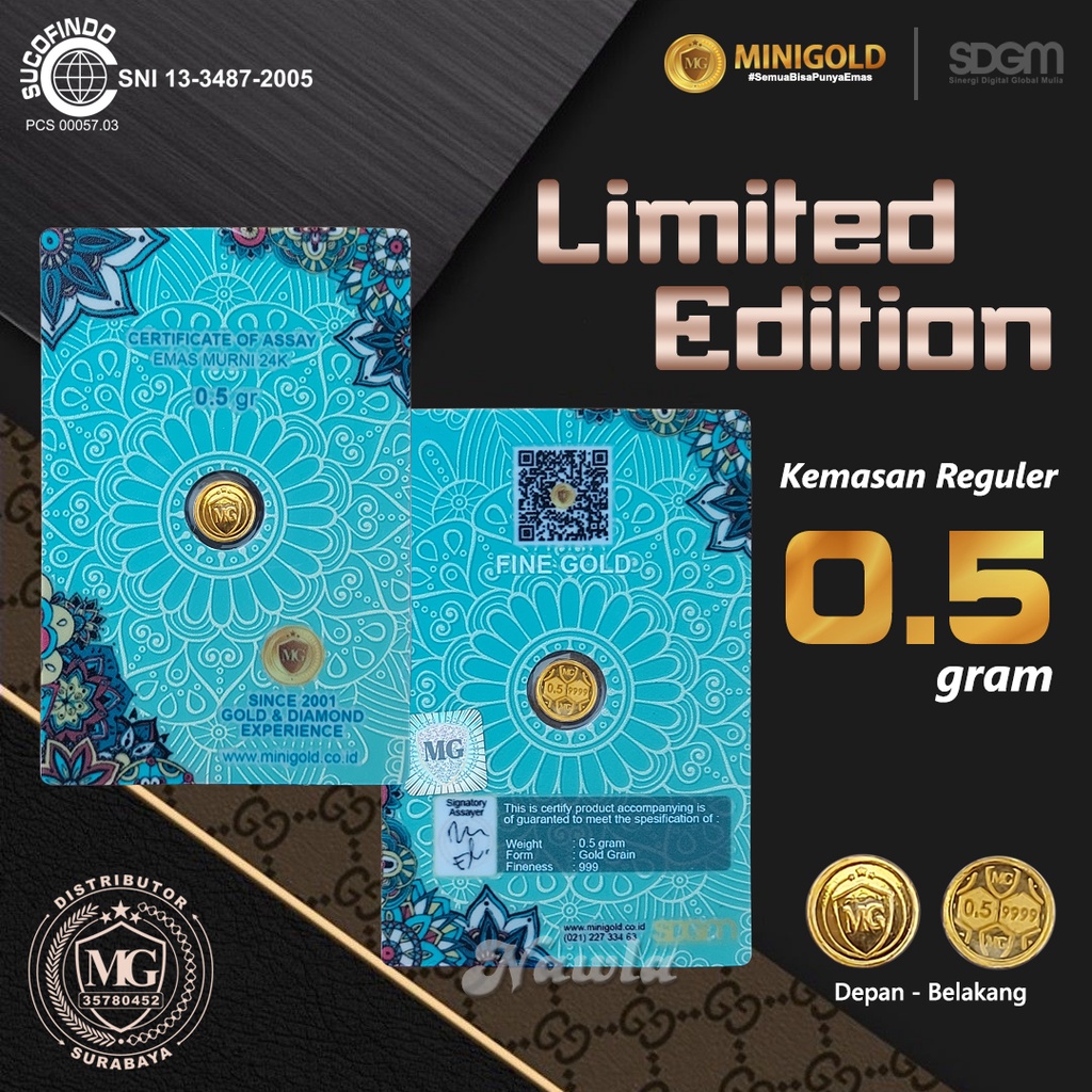 Limited Edition Minigold 0.5 gram Logam Mulia 24 karat Asli Emas Murni 0,5 gr