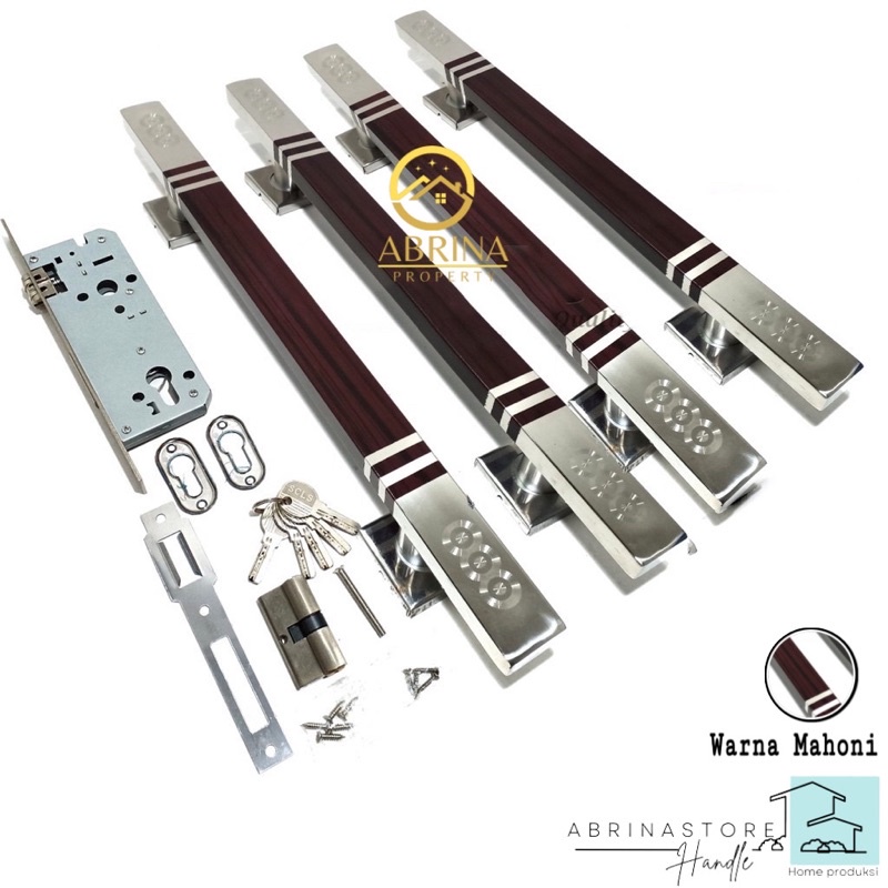 1 set handle pintu rumah stainless tarikan gagang pintu rumah minimalis set body kunci handel hendel pintu rumah pegangan pintu rumah high quality