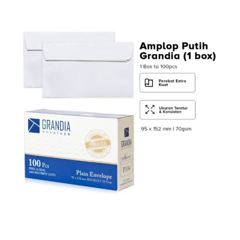 

AMPLOP GRANDIA putih 1 box (isi 100 lbr)