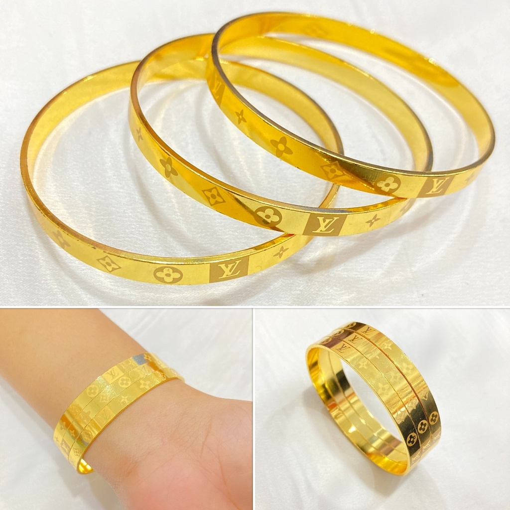 Gelang Keroncong Set 3 Warna 24 Karat Aksesoris Lapis Emas