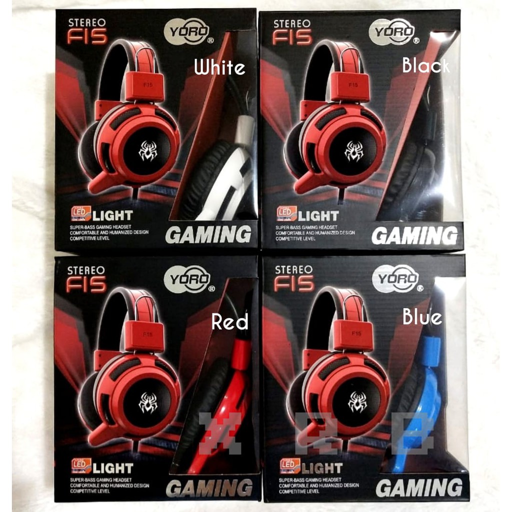 F15 STEREO Yoro PUBG Headphone Led Light Gamers Headset Super Bass Earphone Audio Music Gaming Game