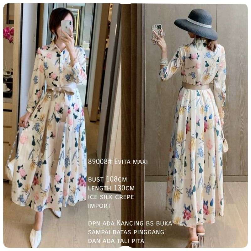 Baju long dress bunga natal christmas 2025 new year party 2026 gamis muslim pesta lebaran plisket fl