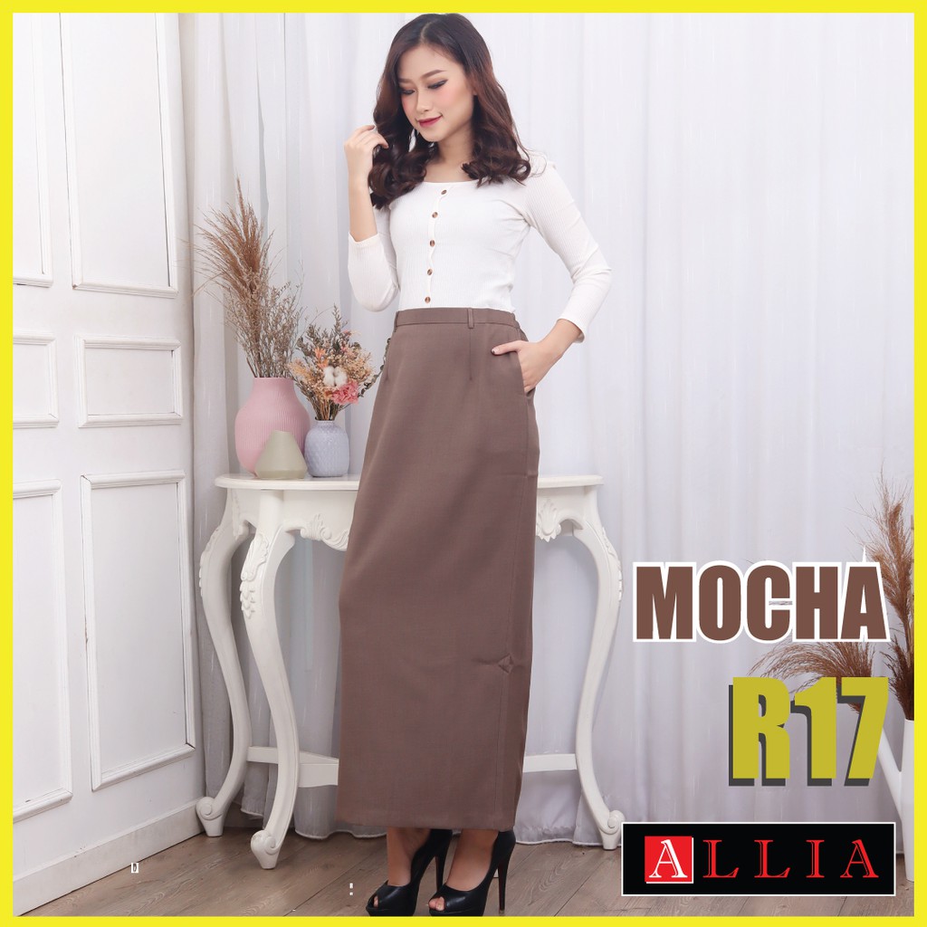 Rok Span Wanita R17 Mocha / Rok Bahan wanita / Rok Panjang Wanita