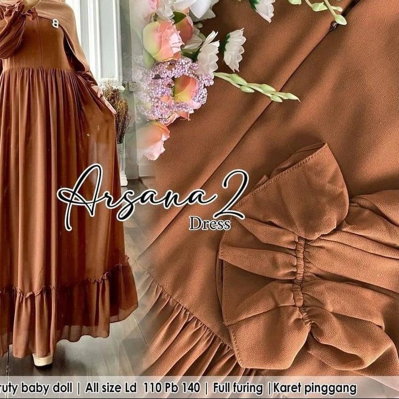 ◌ Arsana Dress/ gamis ceruty / gamis ceruty babydoll / gamis ceruty polos / gamis ceruty jumbo / dre