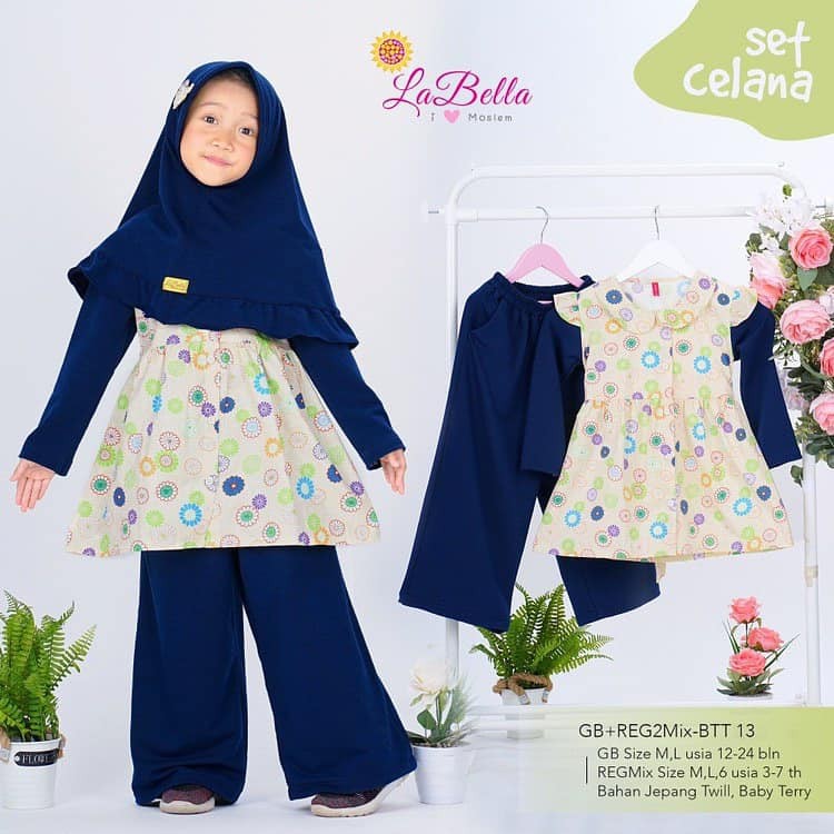  1 6 tahun  BTT 13  Baju Muslim Anak  Setelan Celana  LaBella 