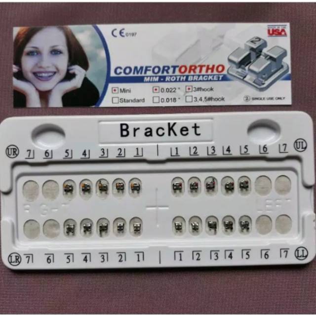 DENTAL BRACKET COMFORT METAL BEHEL GIGI ROTH 022 018 WITH HOOK // NO HOOK