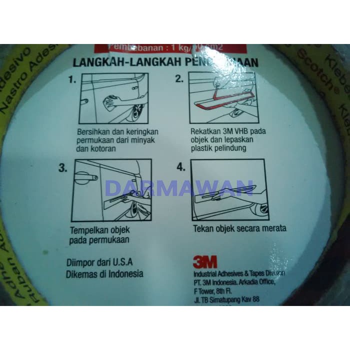 

Double Tape/Perekat 3M Vhb 12Mm X 4.5M Merah Original