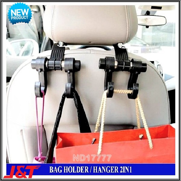 Gantungan Barang Mobil Hanger Pengait Barang Belanjaan di Kursi Jok Sandaran Mobil Car Organizer 2In1