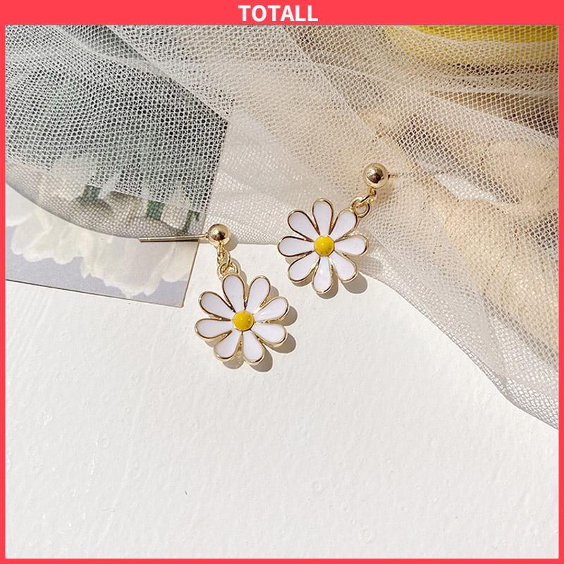 COD 925 Silver Daisy Earrings Fashion Anting Pejantan Bunga Matahari Manis Segar-Totall