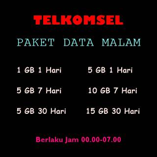 PROMO TELKOMSEL PAKET DATA INTERNET MALAM  1 GB 5 GB 10 GB 15 GB SIMPATI  AS LOOP TERMURAH TERBATAS