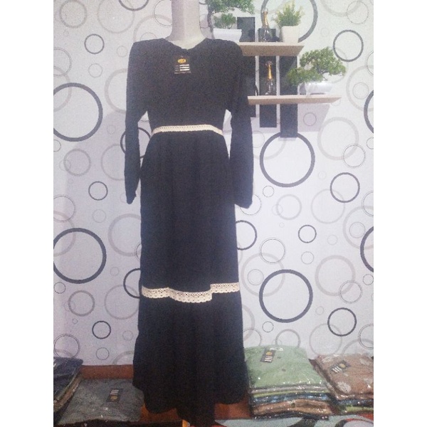 gamis renda busui rayon polos premium /homedres polos mix renda