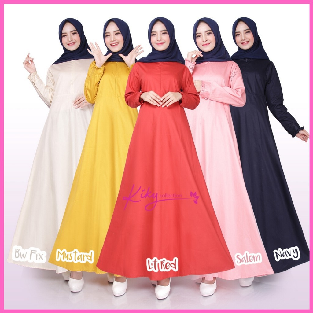 Baju Muslim Fashion Ramadhan Polos Bahan Katun Jepang Original Twill Gamis Nyaman Kekinian