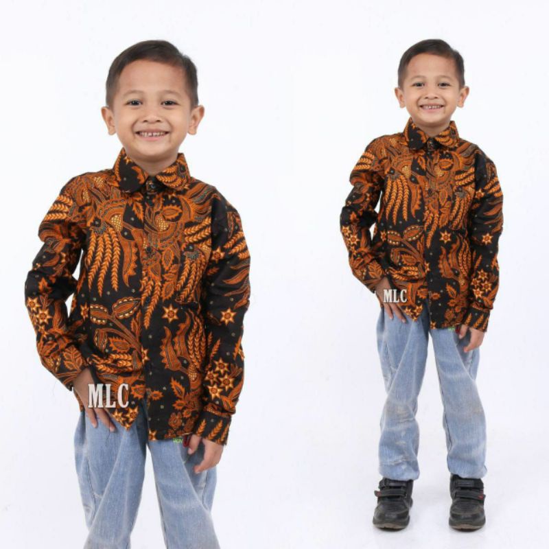 KEMEJA BATIK ANAK COWOK BAJU BATIK ANAK LENGAN PANJANG UMUR 2-12 TAHUN