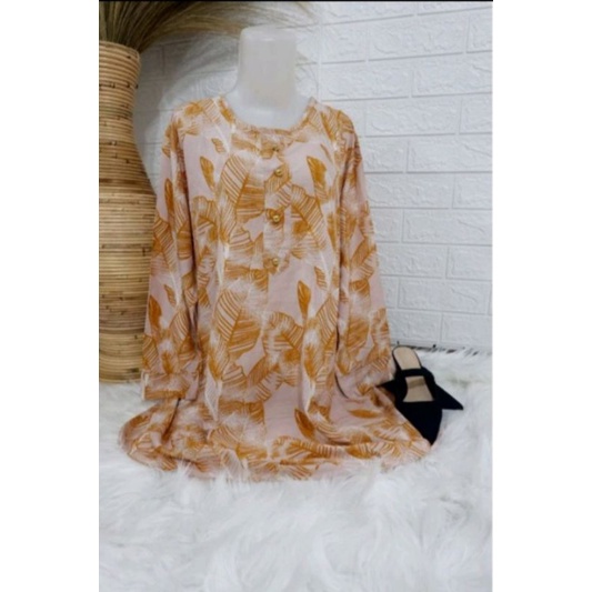 BAJU TUNIK JUMBO ATASAN BUNGA IBU IBU