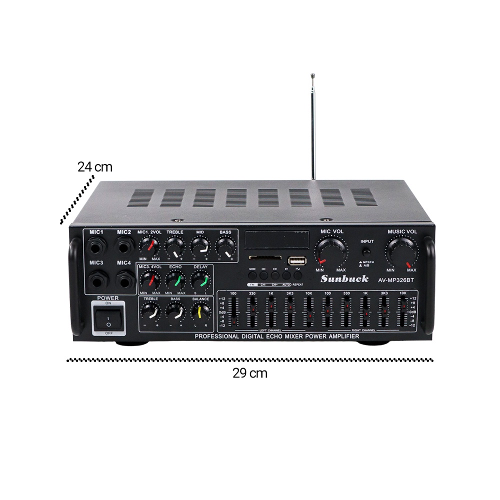 (COD/Bayar Di Tempat) Sunbuck Amplifier Audio Ampli Karaoke Equalizer Bluetooth Stereo Treble Bass Booster 2000 Watt