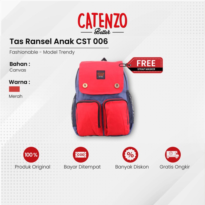 

[GRATIS ONGKIR] FREE TEMPAT PENSIL Catenzo Junior Tas Ransel Anak Laki Laki CST006 TERJAMIN