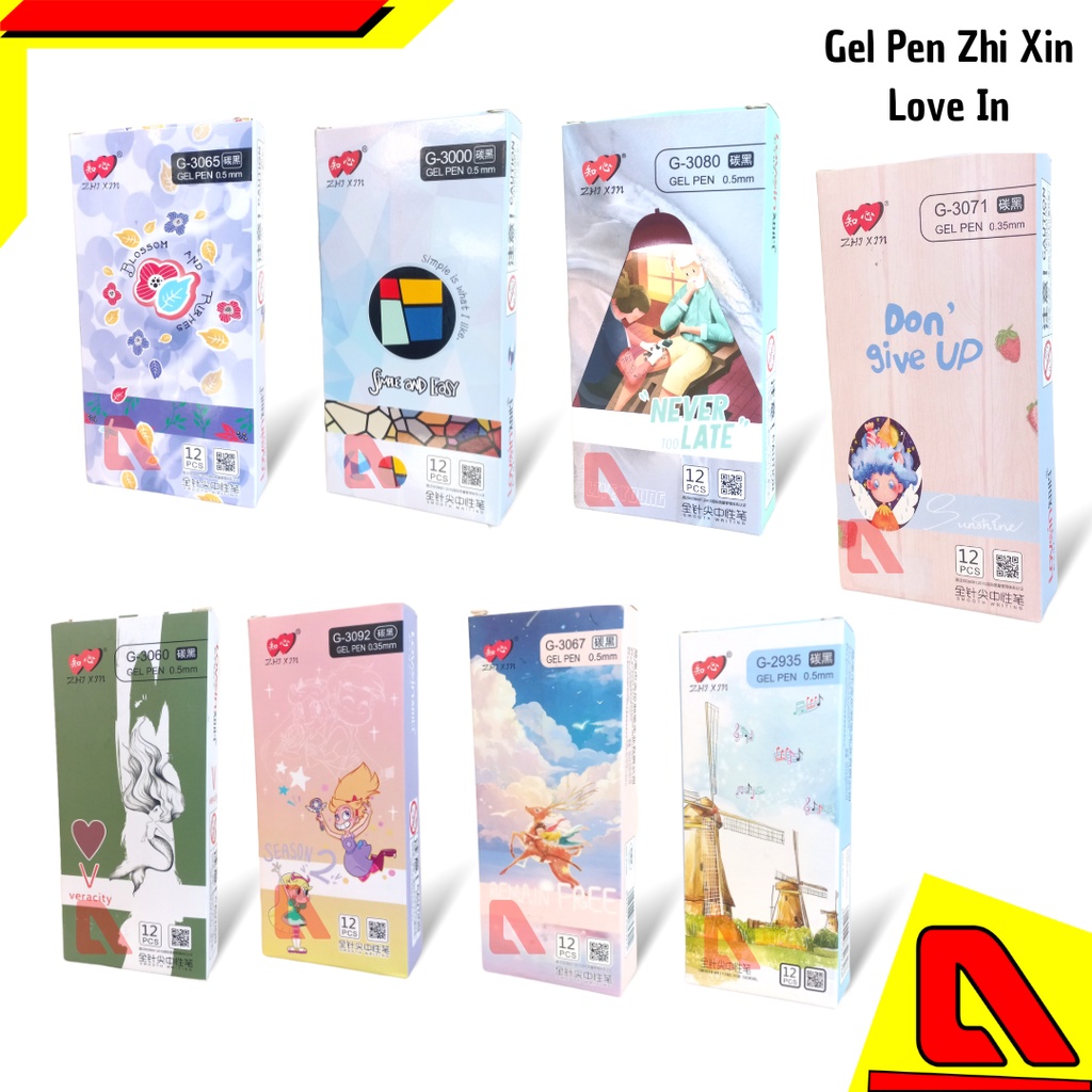 

PULPEN BALLPOINT POLPEN GEL ZHI XIN LOVE IN KARAKTER LUCU MURAH PAK