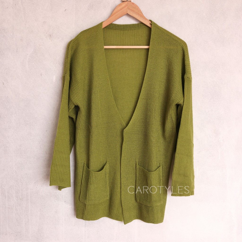 CARDIGAN RAJUT LOOCY OUTER FASHION OUTWEAR CARDY CARDI WANITA CEWEK PEREMPUAN CANTIK-AVOCADO LOOCY