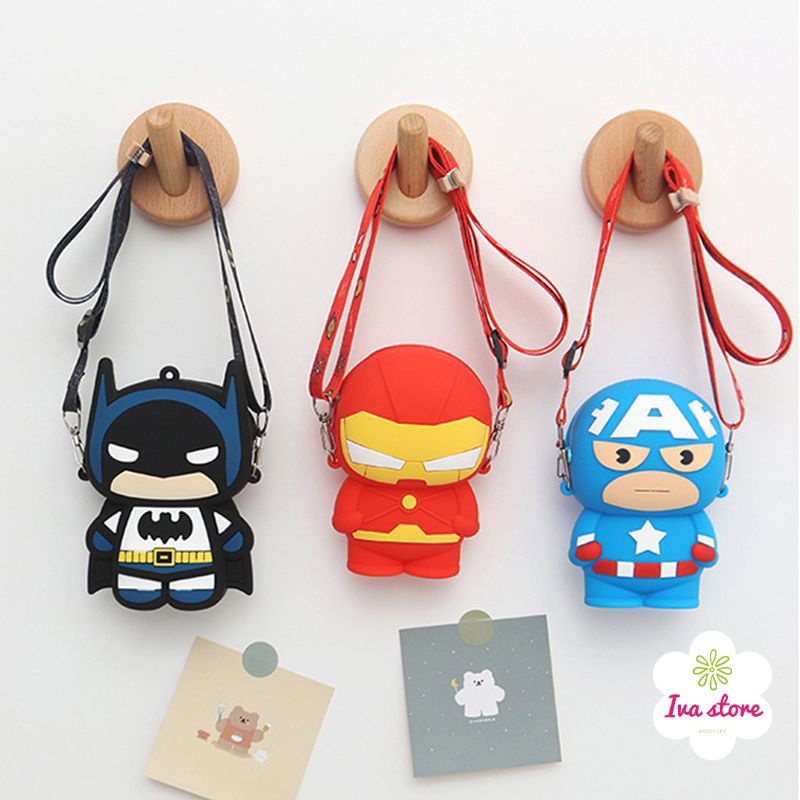 Tas Selempang anak spiderman ironman jelly rubber