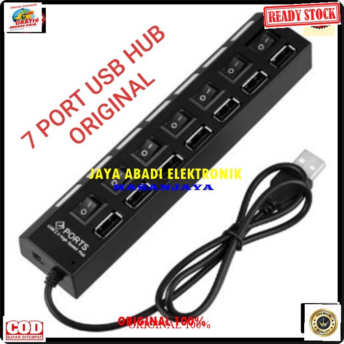 G246 USB HUB SAKLAR 7 PORT SLOT SAMBUNGAN DEVICE ALAT PENAMBAH CABANG ADA SAKLAR ON OFFNYA CABLE KONEKTOR KABEL KOMPUTER CPU LAPTOP SPEED PC ADAPTOR PENGHUBUNG BISA UNTUK SEGALA KOMPUTER BISA JUGA UNTUK SEGALA JENIS ADAPTOR HP UNTUK CAS