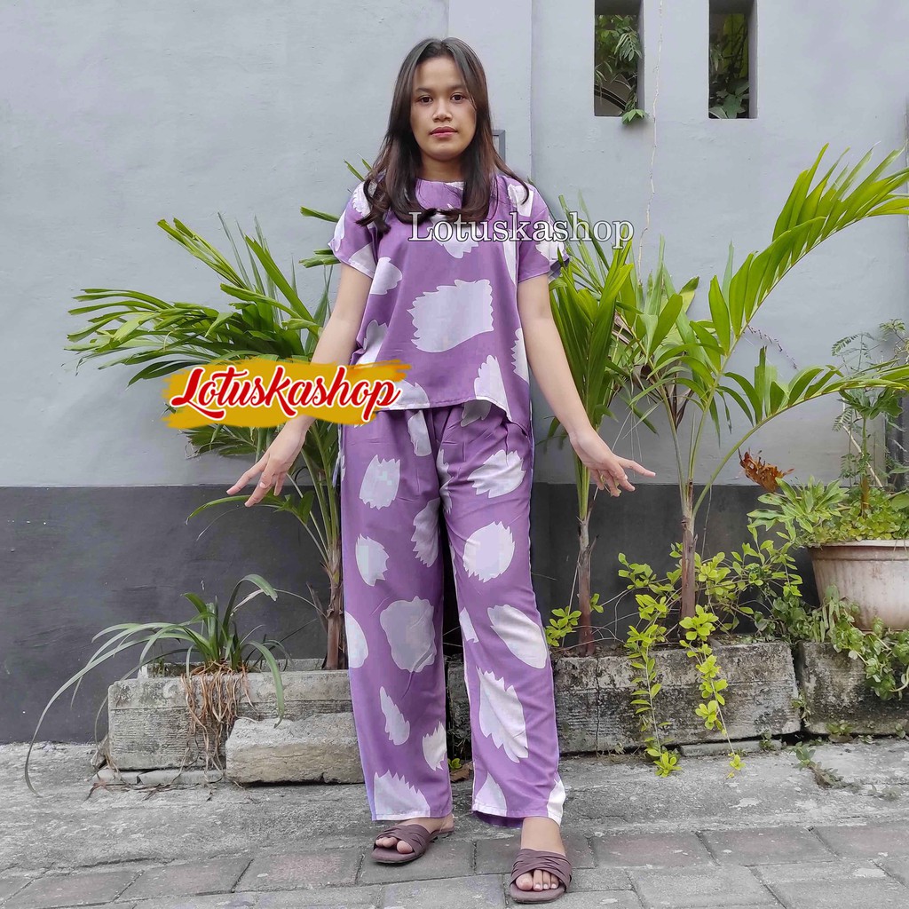 Babydoll Setelan Panjang Cowton Kayu-Cowton Plum