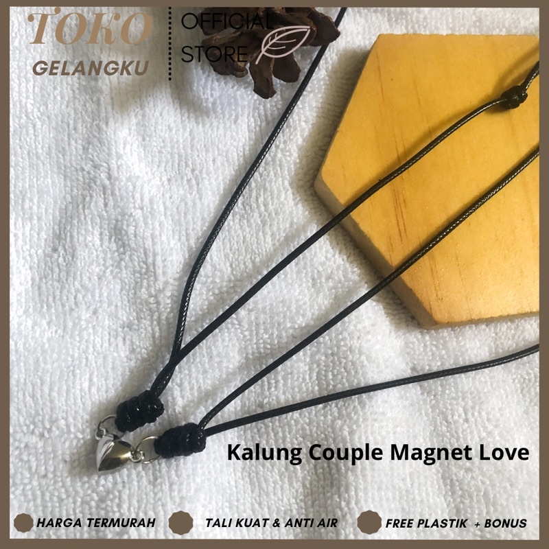 (2 Kalung) Kalung Couple Magnet Love / Kalung Tali Pria Wanita