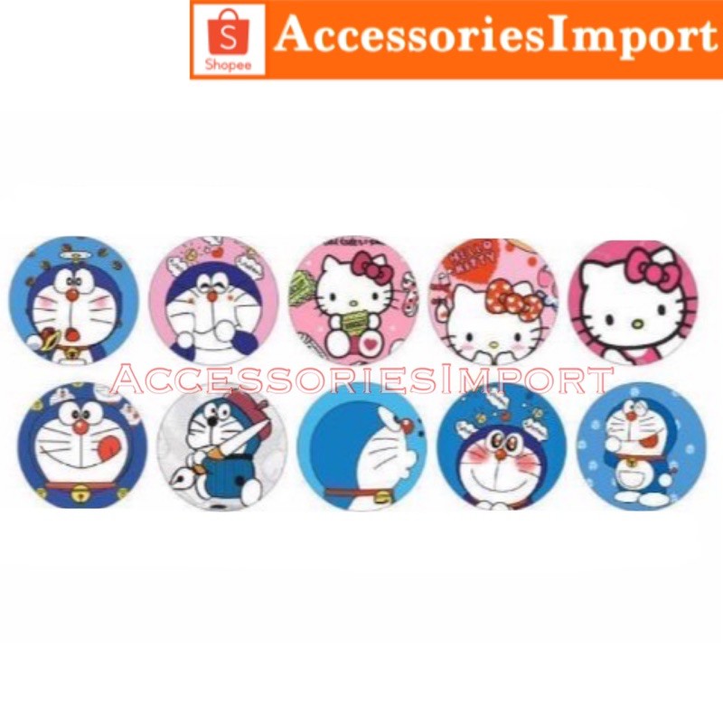 RING CERMIN MOTIF DORAEMIN DAN HELLOKITTY / POPSOCKET CERMIN KACA/ GRIPTOOK CERMIN KARTUN