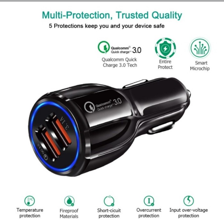 Treble Car Charger Colokan Mobil 2 Ports