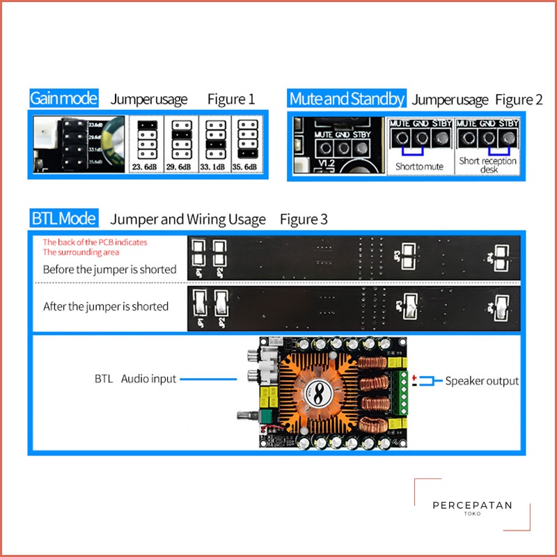 【TDA7498E】 daya tinggi digital power amplifier papan 2.0HIFI stereo daya tinggi 160W * 2 dukungan BTL220W