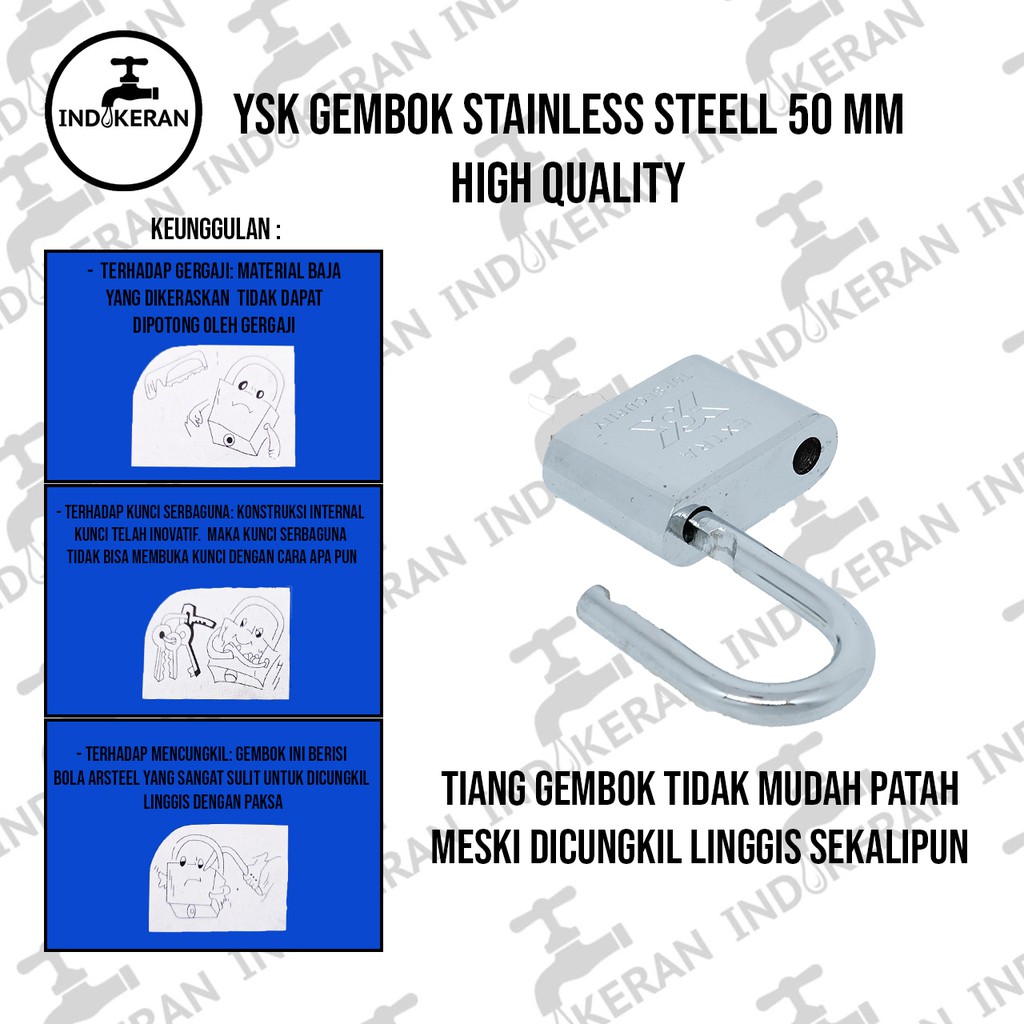 INDOKERAN - Gembok Pintu Pagar Rumah - 50 MM - High Quality