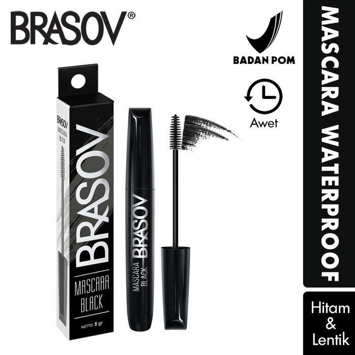 Maskara Waterproof Brasov Hitam 8gr BPOM. Mascara Waterproof Black